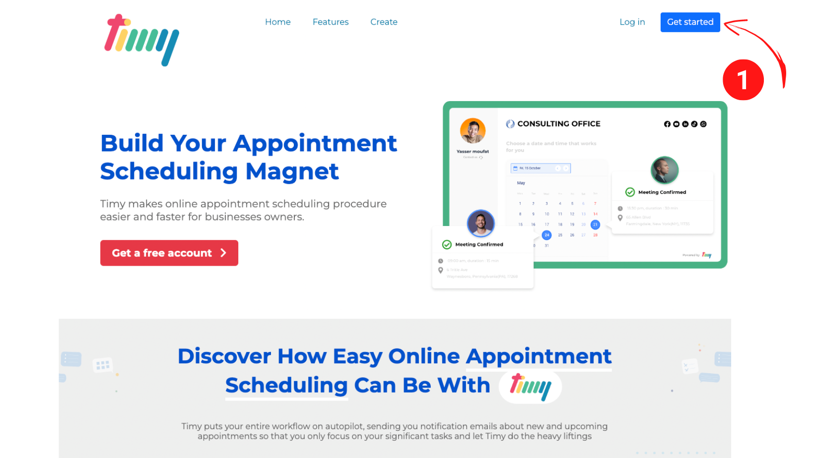 Online appointment scheduling - Timy home page